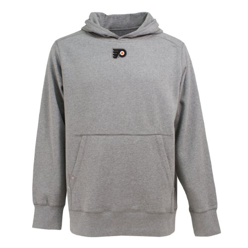 Antigua Men's NHL Philadelphia Flyers Impact Desert Dry long sleeved hooded sweatshirt, Grey Heather, Large