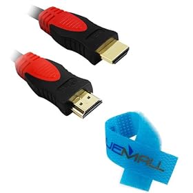 GTMax 10FT HDMI TO HDMI 1.4 HSP Cable (Red / Black) + Cable Tie for LCD HD TV / HDTV , DVD , PS3 , XBOX 360
