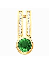 10K Yellow Gold Round Cut Chatham Created Emerald and Diamond Pendant -- LIFETIME WARRANTY