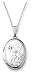 14k White Gold Engraved Oval w/ Diamond Accent, 18