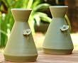 Ceramic vases, 'Beautiful Jegeg' (pair)