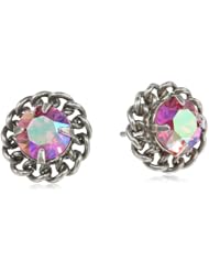 Sorrelli "Northern Lights" Petite Braided Edged Crystal Silver-Tone Stud Earrings