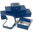 6 Blue Leather Pendant Boxes Push Button Gift Displays