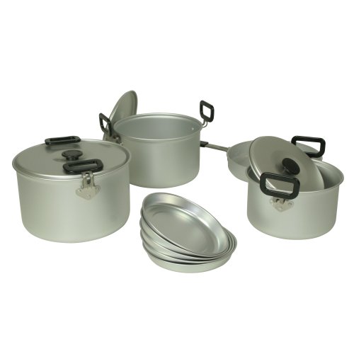 10T Woodman 12 Lot de casseroles et de poêles de camping Argent