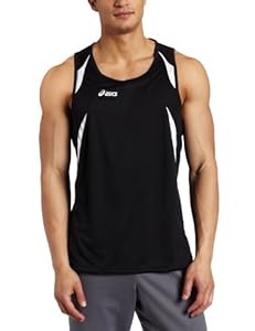 ASICS Men's Interval Singlet, Black/White, Small