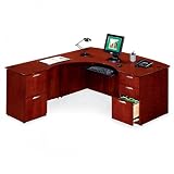 Bowfront LDesk with Left Return Amber Cherry