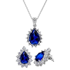 Gift Set: Tori's Pear Cut Faux Sapphire Jewelry Set by