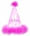 Girl's 1st Birthday Party Hat with Marabou Trim