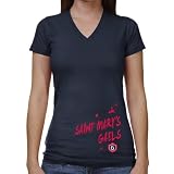NCAA Saint Mary's Gaels Ladies Paint Strokes V-Neck T-Shirt - Navy Blue