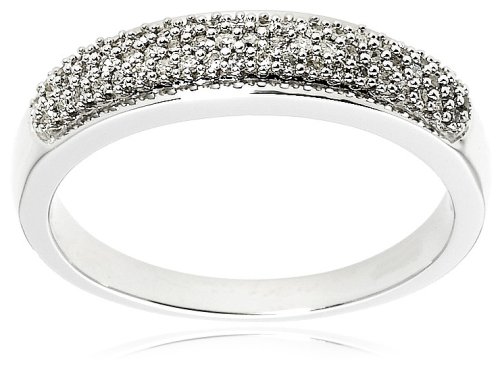 14k White Gold Pave Band (1/4 cttw, H-I Color, I2 Clarity), Size 6