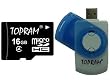 TOPRAM 16GB 16G microSD microSDHC Card Class 4 with SD Adapter and SDHC R5 multi-function reader