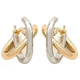 14K Two Tone Gold Double Hoop Earrings Jewelry 14mm