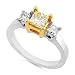 1ctw Fancy Yellow Princess Cut Diamonds Ring HI/SI