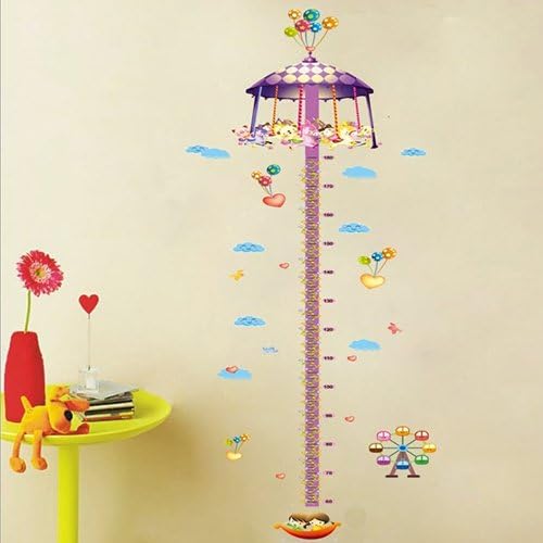 Newdecor Home Decorative Mural Vinyl Purple Carousel Height Chart Kids Nursery Room Peel & Stick Wall Poster Decal Paper