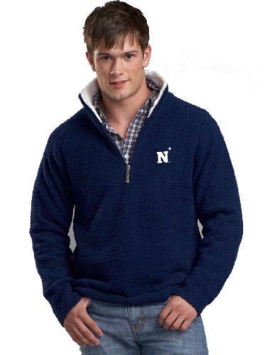NCAA U.S. Naval Academy Kashwere U Unisex Half Zip Pullover with Contrasting Collar (Navy/White, Medium/40-42)