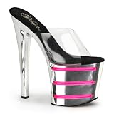 7 1/2 Inch Neon Pink UV Lines Chrome Platform Stripper Shoes Sexy Dancing Shoes Clubbing