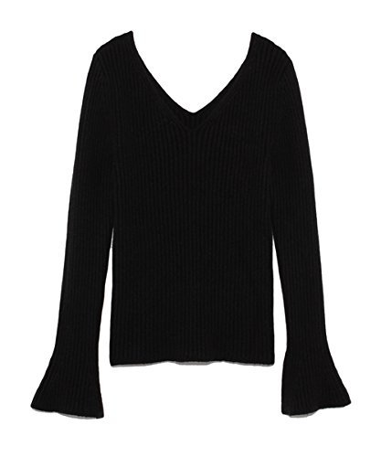 (リリーブラウン)Lily Brown ベルスリーブVネックプルオーバー