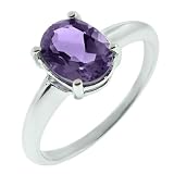 1.65 Ct Oval Purple Amethyst Ring In Sterling Silver