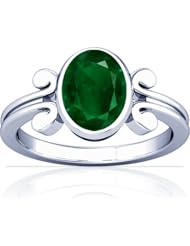18K White Gold Oval Cut Emerald Womens Astrological Ring
