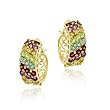 18K Gold over Sterling Silver 3 Row Multi Gemstone Hoop Earrings