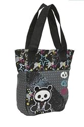 Skelanimals Chungkee the Panda with Skulls and Stars Tote Bag