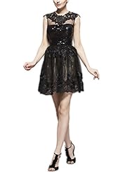 Short Beaded Sequined Embroidered Backless Lace Mesh Evening Dress 