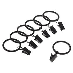 Levolor Classic Clip Rings, Set of 7, Black, Use With Rods Up To 1-Inch Diameter