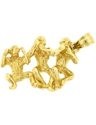 Dazzlers Solid 14 karats Gold 3D Monkeys Charm Pendant available in three colors from jewelsberry (weights: 5.8 grams only)