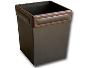 Walnut & Leather Waste Basket