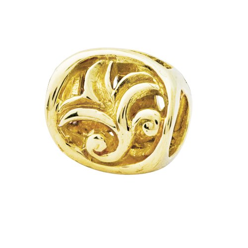 14K Gold Leaf Design Bali Bead