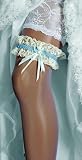 Astrapahl, Strumpfband, Hochzeit, Farbe blau - creme