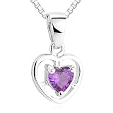 Heart Cut Amethyst Pendant Necklace Sterling Silver