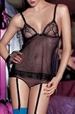 Verdissima High Seduction Moulin Rouge Babydoll Bodysuit w/ Garter Straps