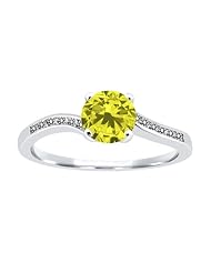 0.94 Ct Round Canary and White Diamond 18K White Gold Ring