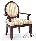IMAGE OF Accent Arm Chair Ivory Fabric Upholstered Cherry Finish