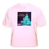 IMAGE OF Pretty Christmas Tree Happy Holidays in Ice Blue With Gold Text - Light Pink Infant Lap-Shoulder Tee (6M)
