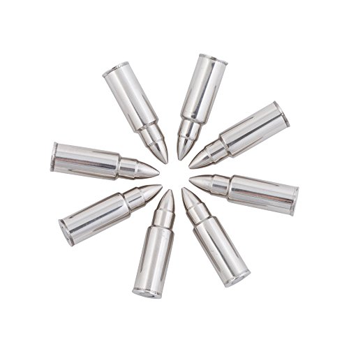 Chill-O Stainless Steel Whiskey Stones Set of 8 with tongs and pouch- Whiskey Chillers - Wine Chillers Vodka Chillers-Champagne Chillers And Spirits Chillers