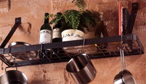 Rogar Hammered Steel with Chrome Bookshelf Pot Rack