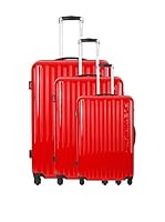 PLATINIUM Set de 3 trolleys rígidos (Rojo)