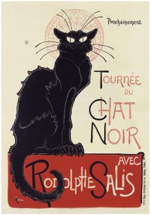 Professionally Framed Theophile-Alexandre Steinlen Tournee du Chat Noir Art Print Poster - 11x14 with RichAndFramous Black Wood Frame