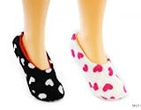 Ladies * Womens Warm and Cosy Heart Slippers - Black or White (One Size)