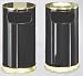 Waste Receptacles - Flat Top Waste Receptacle - Green & Brass Waste Receptacles . Ideally suited for upscale environments, clean lines and elegant accents. . Exceptional durability and low maintenance. . Heavy gauge fire safe steel. . Protective vinyl trim on all disposal openings. . Bottom rim designed to protect floors. . Indoor use only. . Dimensions: 15&rdquo;D x 28&rdquo;H. . Disposal opening: 11&rdquo;W x 5&rdquo;H.
