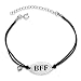 Sterling Silver BFF Best Friend Forever with Dangling Heart Rubber Cord Charm Bracelet 7''-9'', Friendship Bracelet