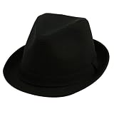 Big Size Cotton Solid Fedora Hat-Black W08S55F