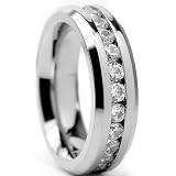 6MM Ladies Eternity Titanium Ring Wedding Band with CZ sizes 4 to 9