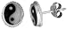 Sterling Silver Oval shape Yin-Yang Stud Earrings, 3/8" X 5/16" (9.7 mm X 7.7 mm)