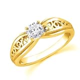 0.25 Carat Antique Style Diamond Solitaire Engagement Ring on 10K White Gold
