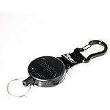 KEY-BAK #488B Retractable Reel with 48 inch (120 cm) Kevlar Cord, Durable Polycarbonate Case, Zinc Alloy Carabiner, Split Ring