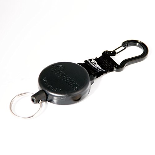 KEY-BAK #488B Retractable Reel with 48 inch (120 cm) Kevlar Cord, Durable Polycarbonate Case, Zinc Alloy Carabiner, Split Ring