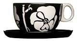 Sagaform Flora Cup with Saucer, Black, Set of Two